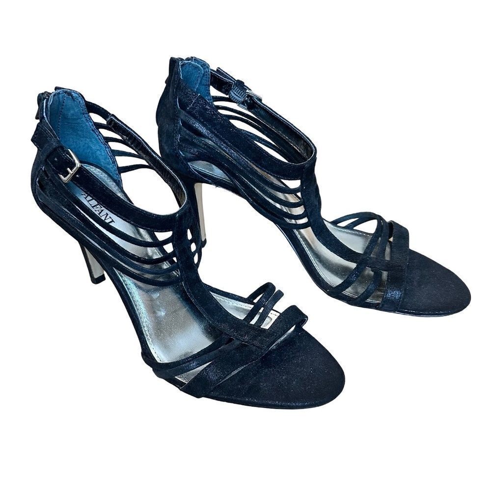 Alfani Women's Strappy Heels - Shoes Open Toe Leather/Suede Black Size 9 1/2